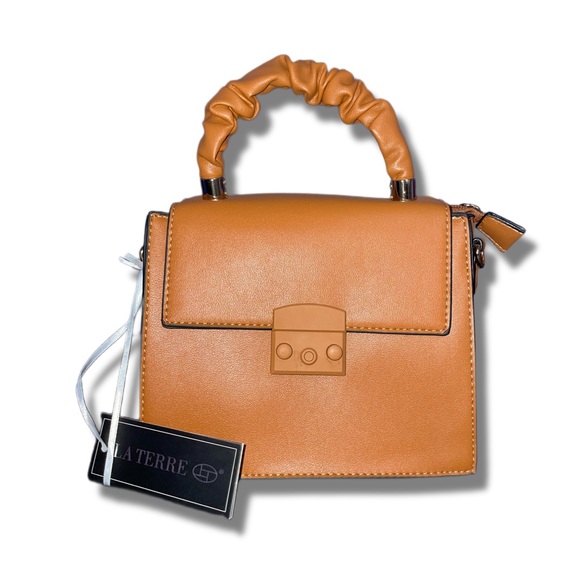 La Terre Handbags - SOLD Vegan Leather Camel Colored Purse Hand Bag NWT